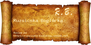Ruzsicska Boglárka névjegykártya